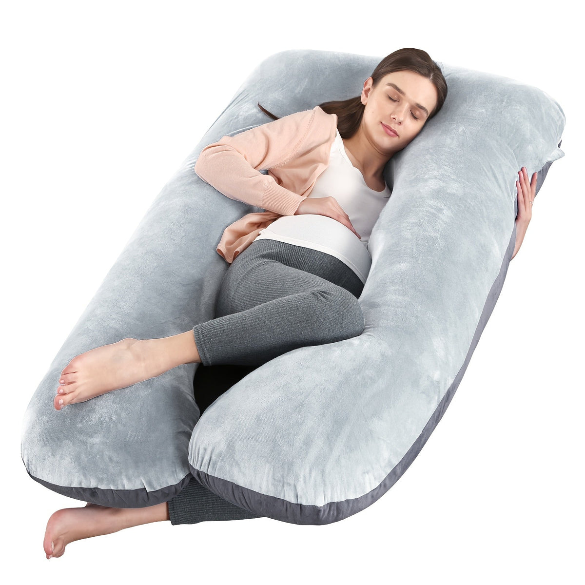 U-Shaped & J-Shaped Pregnancy Pillow, Full Body Maternity Pillow with Removable Cover for Full-Body Support, Machine Washable, All-Season Comfort, Multiple Styles & Colors