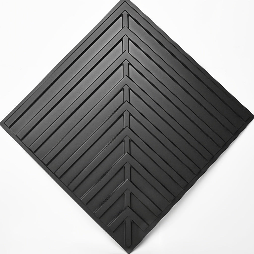 Drop Ceiling Tiles 24"x24" - 12-Pack PVC 3D Textured Panels, 48 Sq Ft, Fits 15/16" T-Bar Suspended Grid or Adhesive, Trimmable - Living Room, Bedroom, Office, Kitchen & Basement - Black