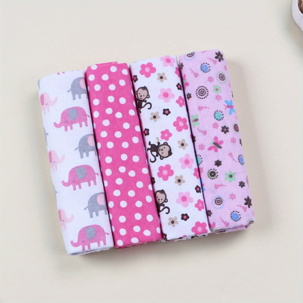 Cotton Flannel Baby Swaddle Blankets Set of 4, Soft Infant Wrap Receiving Blanket for Newborn 0-12 Months, Breathable Muslin-Style Nursery Bedding