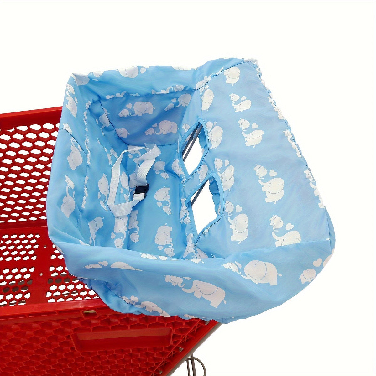 Baby Shopping Cart Seat Cover & High Chair Cushion, Foldable Portable Protective Seat Pad for Supermarket Carts Trolleys & High Chairs, Pink Elephant & Blue Elephant
