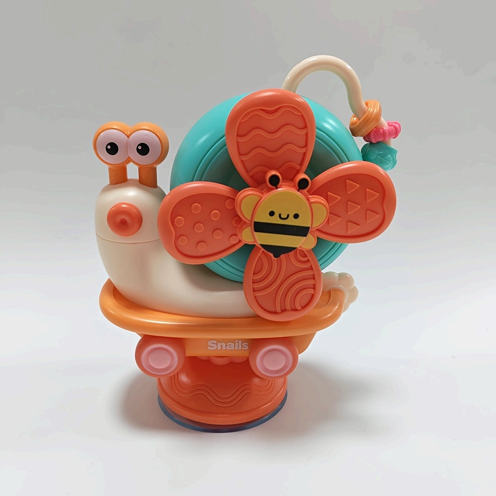 Suction Cup Snail Pinwheel Windmill Baby Sensory Toy, Rotating Spinning High Chair Bath & Push Car Toy for Infants & Toddlers, Travel Sensory Gift, Orange & Purple
