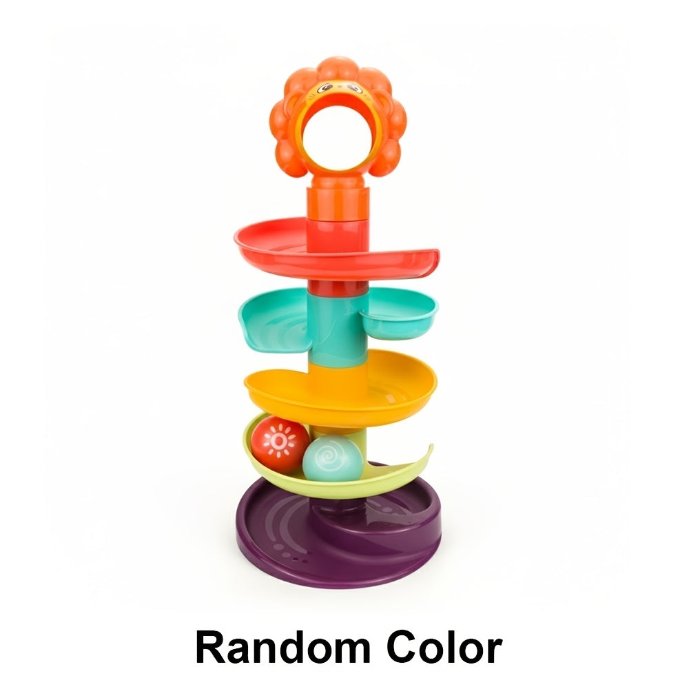 Colorful Spiral Ball Tower Track Stacking Toy Set, Educational Color Recognition Slide Ball Tower Game for Toddlers Boys & Girls, Fun Activity Tower Toy, Lion, Ideal Birthday & Christmas Gift