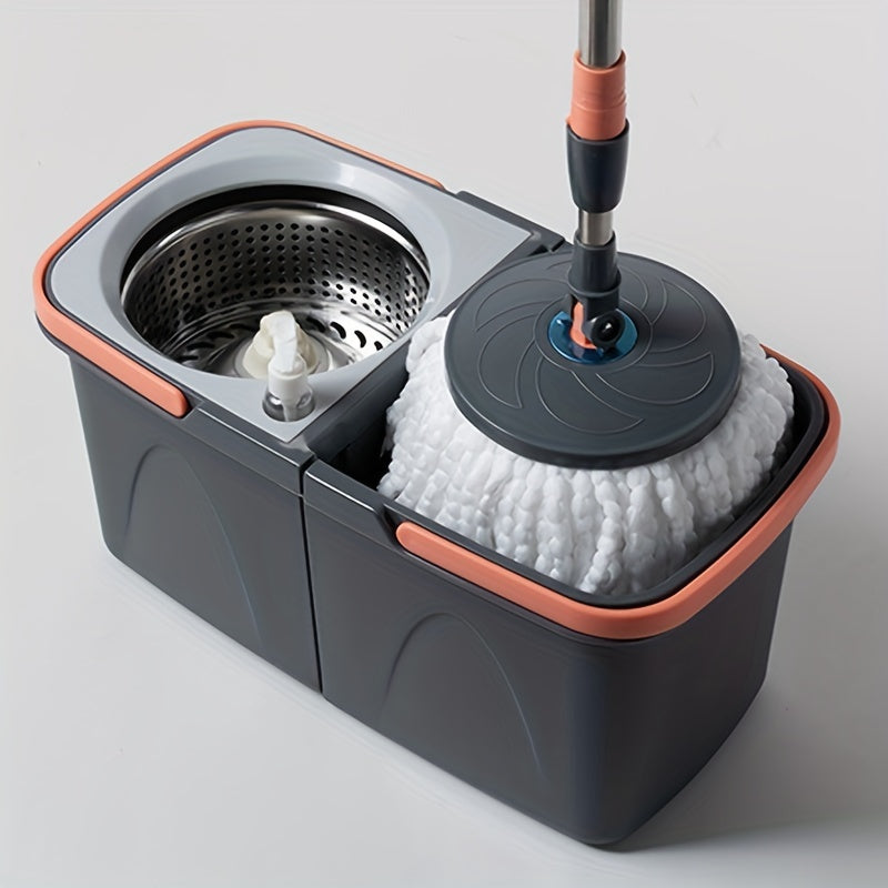 4-Piece Spin Mop & Bucket Set - Hands-Free Wringing, Replacement Mop Cloth & Spray Bottle, Wet/Dry Use, for Kitchen Bathroom Hardwood Tile Floors - Multicolor