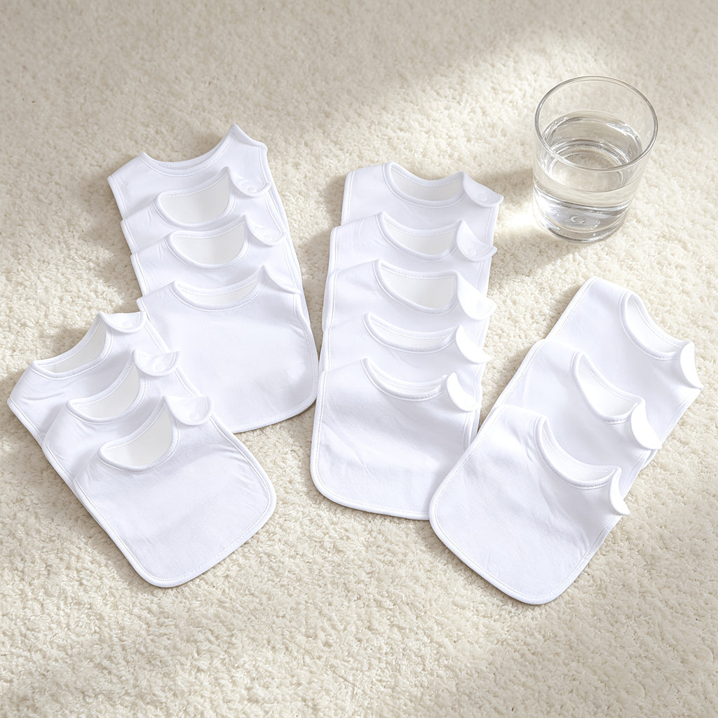 15-Piece Newborn Baby Drool Bib Set, Soft Absorbent All-Season Infant Saliva Bibs for Feeding Teething & Drooling, White
