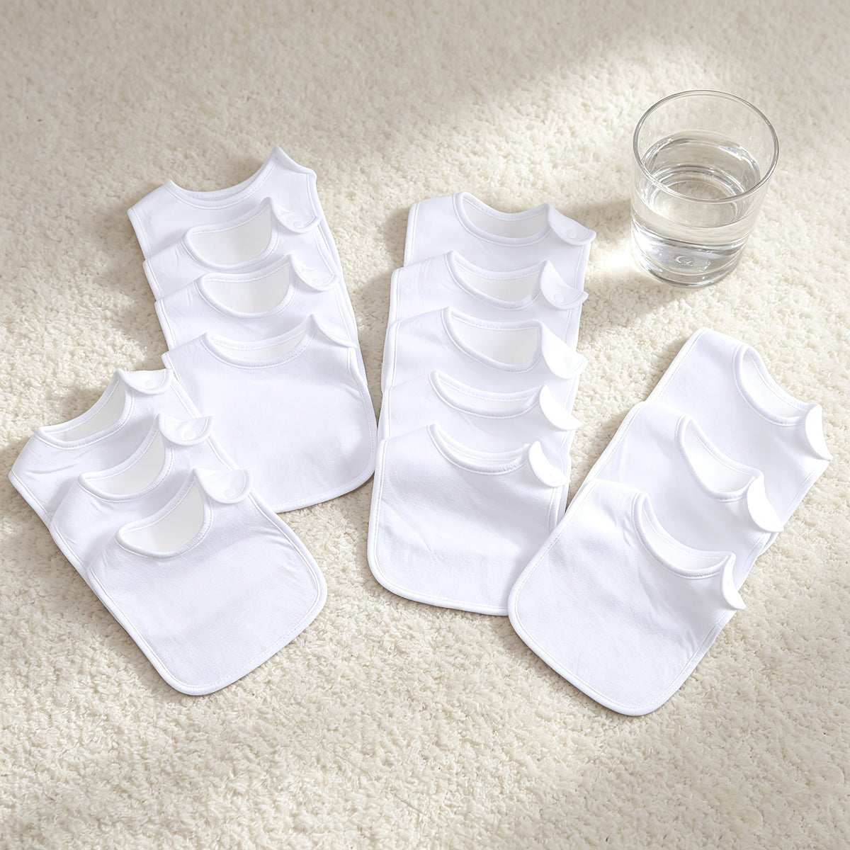 15-Piece Newborn Baby Drool Bib Set, Soft Absorbent All-Season Infant Saliva Bibs for Feeding Teething & Drooling, White