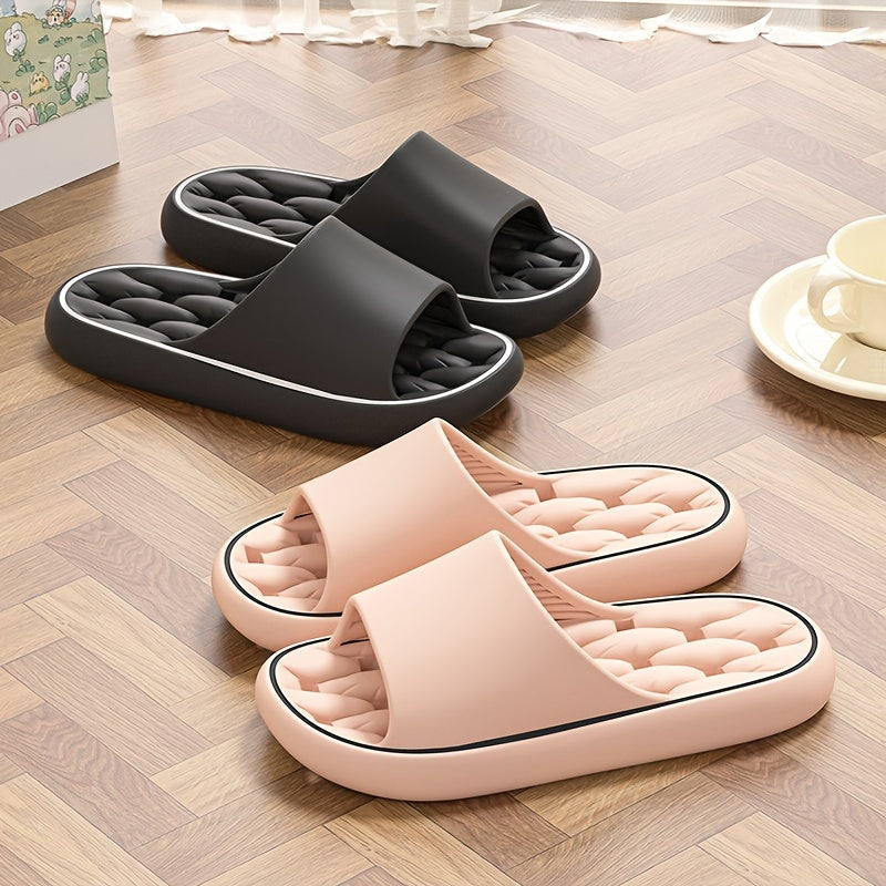 Summer Non-Slip Bathroom Slippers - Thickened Hollow-Out Quick-Drying Indoor & Outdoor Slippers for Women & Couples - US 5.5–11 - 7 Colors