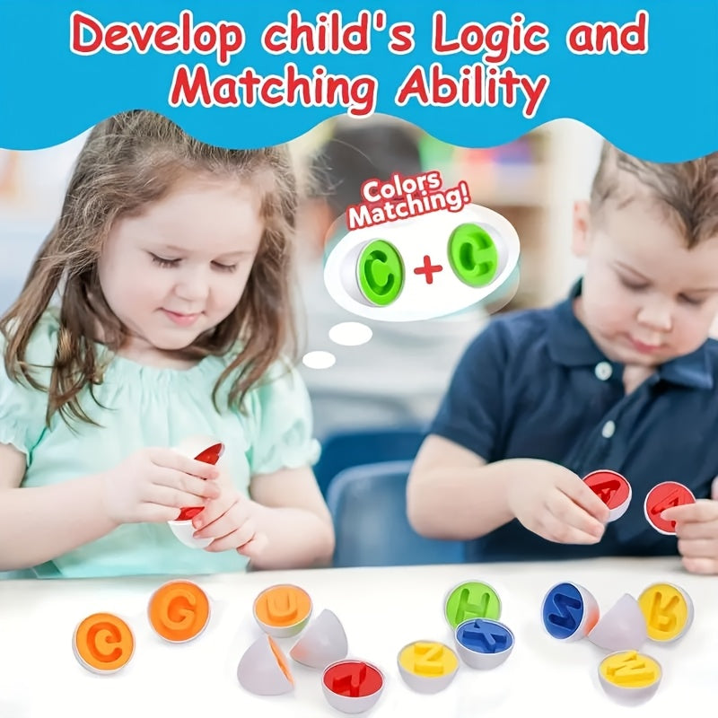 26-Piece Alphabet Matching Eggs, Colorful Letter Classification Puzzle Toy for Toddlers, ABC Letter & Color Matching Learning Game for Boys & Girls, Easter Birthday & Holiday Gift
