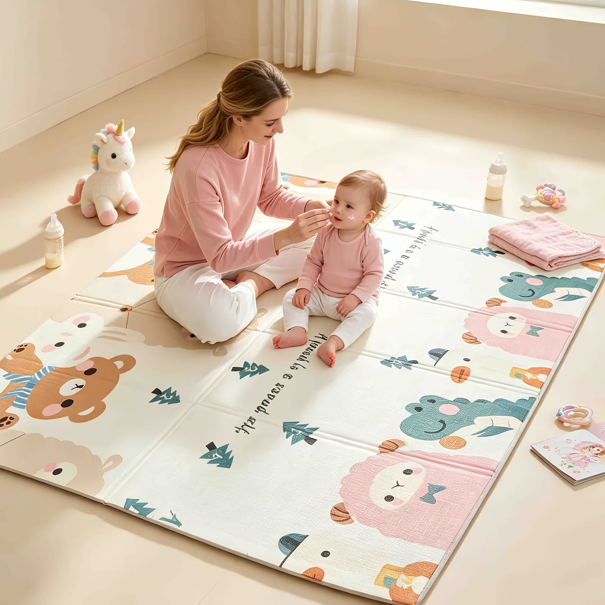 Foldable Double-Sided Baby Crawling Mat Shock-Absorbent Easy to Clean Large Play Mat for Crawling Walking Multi-Scene – Maiden's Dream Pattern