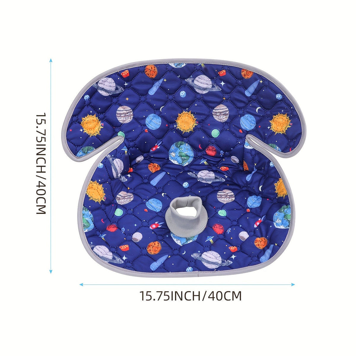 Foldable Cartoon Baby Car Seat Pad 15.75"x15.75", All-Season Cushion for Car Safety Seats Strollers High Chairs & Shopping Carts, Planet Dinosaur & Car Prints, Indoor & Outdoor Use
