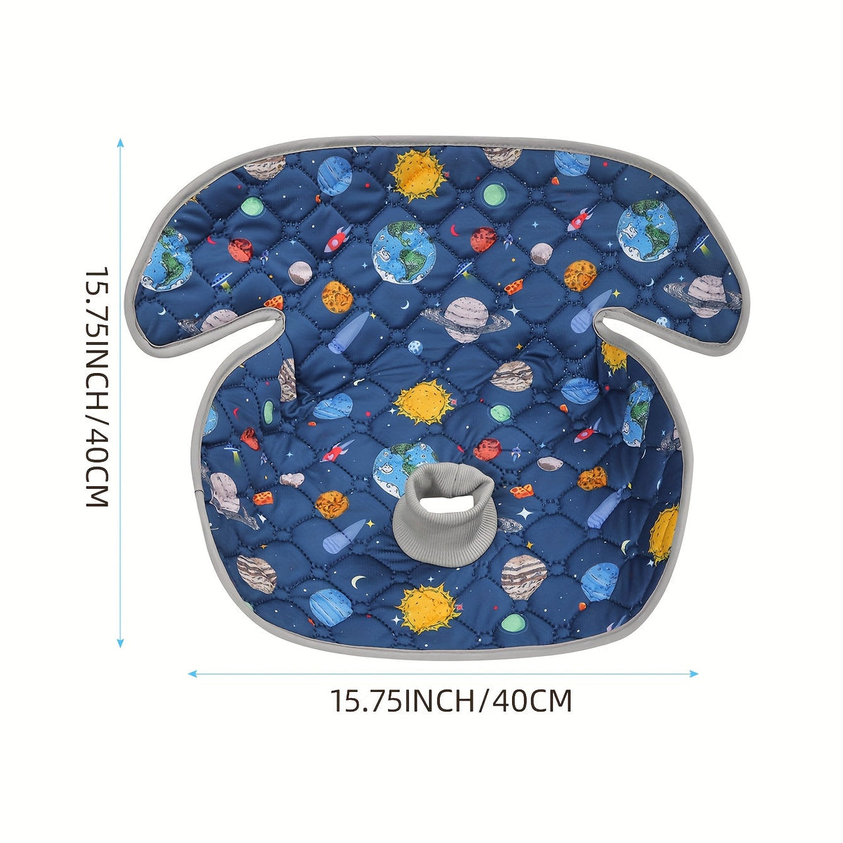 Foldable Cartoon Baby Car Seat Pad 15.75"x15.75", All-Season Cushion for Car Safety Seats Strollers High Chairs & Shopping Carts, Planet Dinosaur & Car Prints, Indoor & Outdoor Use