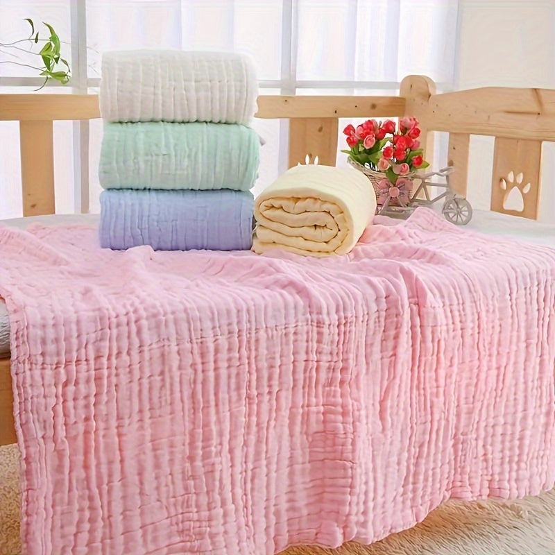 6-Layer Muslin Gauze Baby Bath Towel Blanket, Ultra-Soft Absorbent Bubble Gauze Wrap for Newborn Infant, Skin-Friendly Pure Cotton Swaddle Towel for Boys & Girls