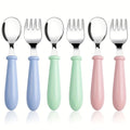 Toddler Utensils Set of 6 Stainless Steel, Baby Silverware Fork and Spoon Set with Safe Round Handle, Kid-Safe Flatware Cutlery Set for Self-Feeding Infants & Toddlers