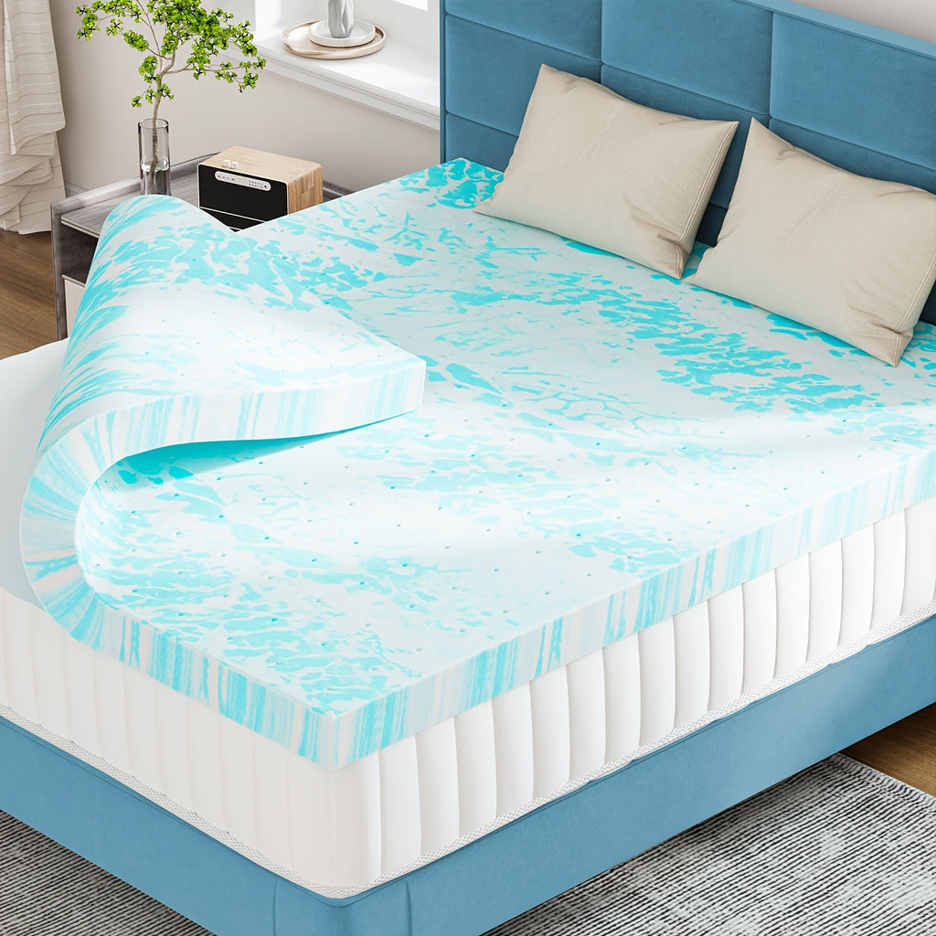 Gel Memory Foam Mattress Topper CertiPUR-US Certified Cooling Bed Topper 2 3 4 Inch Basic and 5-Zone Twin Full Queen King Cal-King All Sizes
