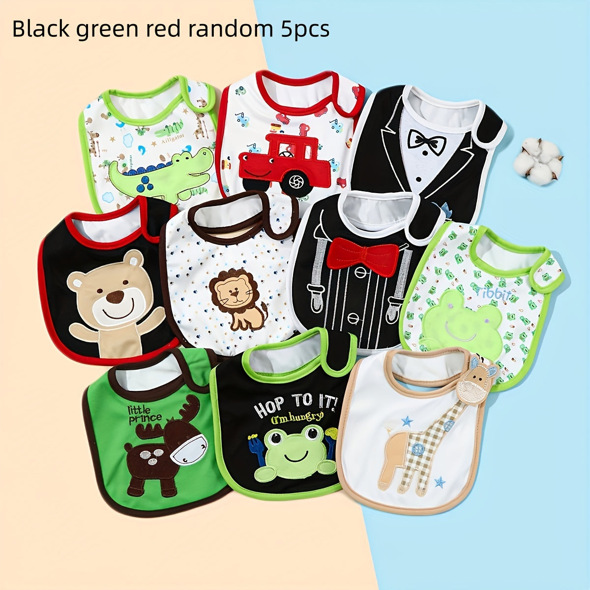 Baby Bibs Set of 5, Soft Newborn Saliva Drool Towel Bandana Bibs for Infant Toddler, Absorbent Feeding Burp Cloth for Boys & Girls, Mixed Color Baby Shower Gift