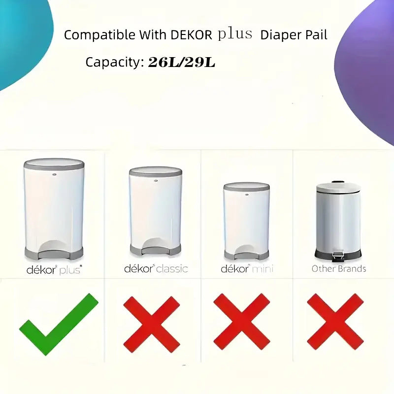 5-Pack Extra Thick Diaper Pail Refill Bags, Fully Compatible with Korbell 26L & 29L Plus Diaper Pail, 10 Meters Long x 42cm Wide, Turquoise 420