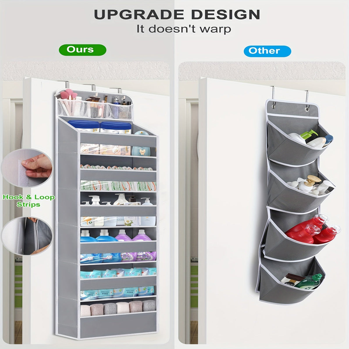 Over-the-Door Hanging Storage Organizer, 7 Spacious Pockets with Clear Window, 50 lb Capacity Door Organizer for Shoes Diapers & Bedroom Storage, Dark Grey