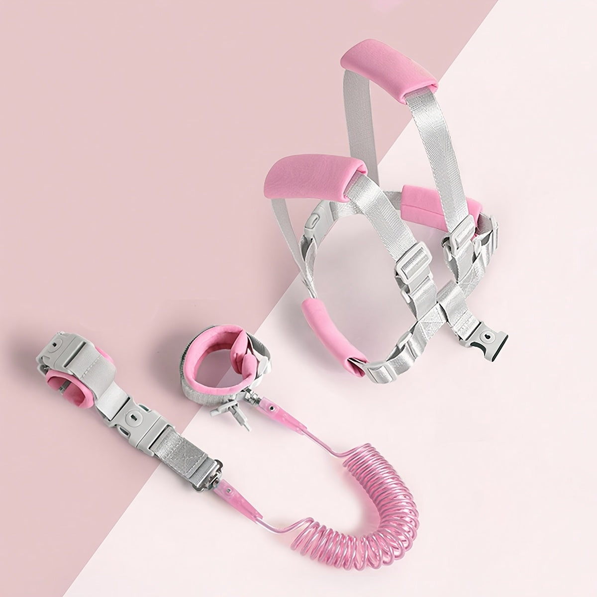 Baby Anti-Lost Wrist Leash Safety Harness, Retractable Spring Traction Rope with Wristband & Key Lock, Toddler Walking Leash for Parents & Kids in 55 & 63 Inch Lengths, Blue & Pink