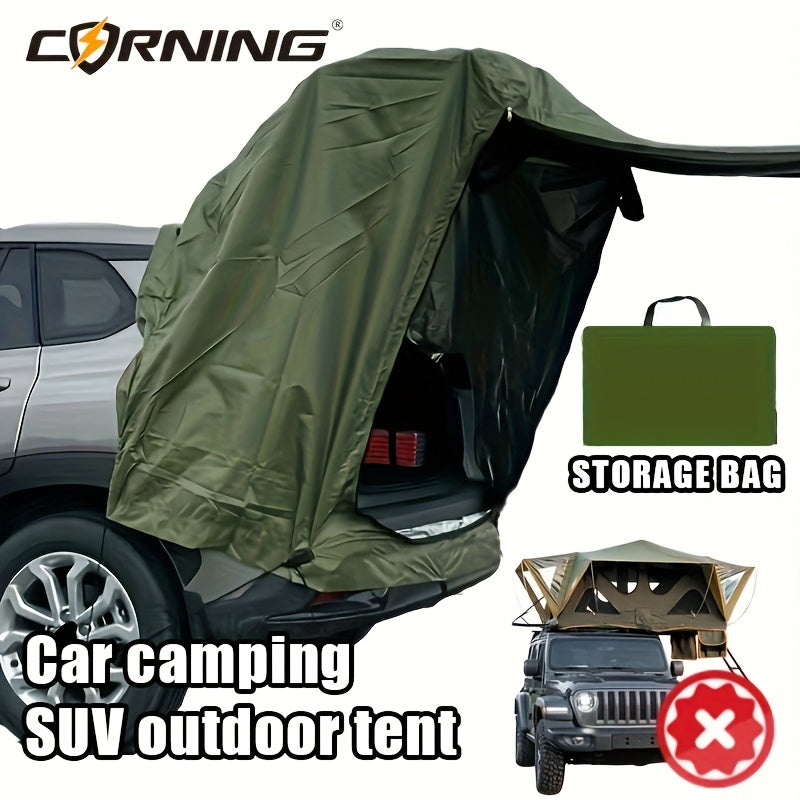 SUV Soft-Shell Roof Tent - 2-Layer Zipper Door, Universal Mesh Design, All-Season, Easy Installation - Fits Medium & Small SUVs & Hatchbacks up to 500cm - Light Khaki, Green & Black