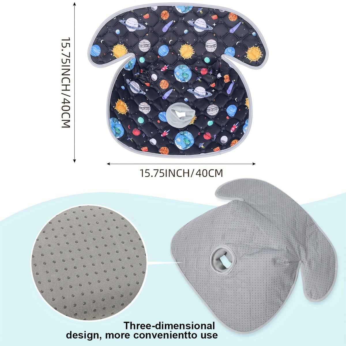Foldable Cartoon Baby Car Seat Pad 15.75"x15.75", All-Season Cushion for Car Safety Seats Strollers High Chairs & Shopping Carts, Planet Dinosaur & Car Prints, Indoor & Outdoor Use