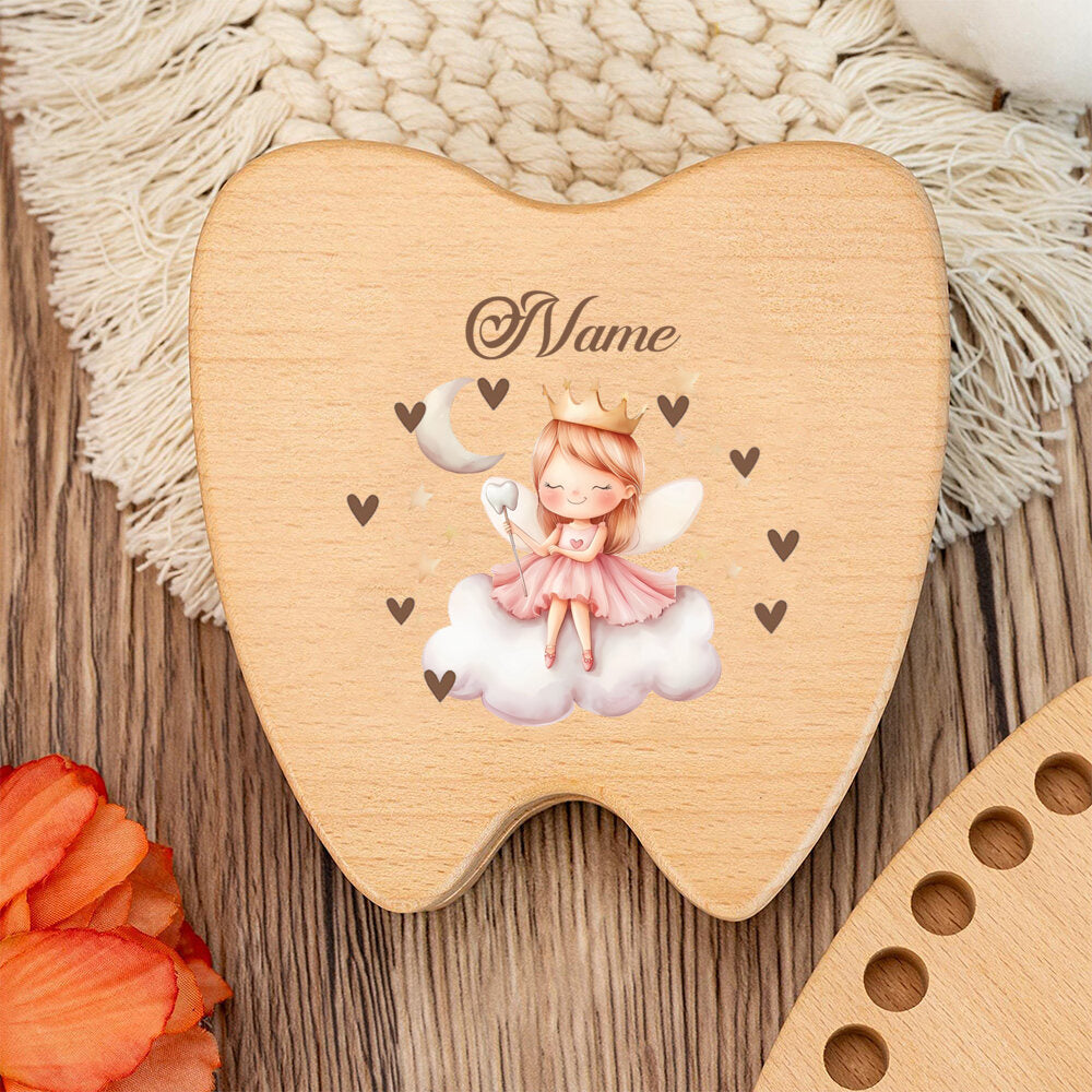 Personalized Baby Tooth Keepsake Storage Box, Custom Name & Color-Printed Design for Incisors Canines & Wisdom Teeth, Tooth Elf & Tooth Angel Designs, Baby Milestone Memory Gift