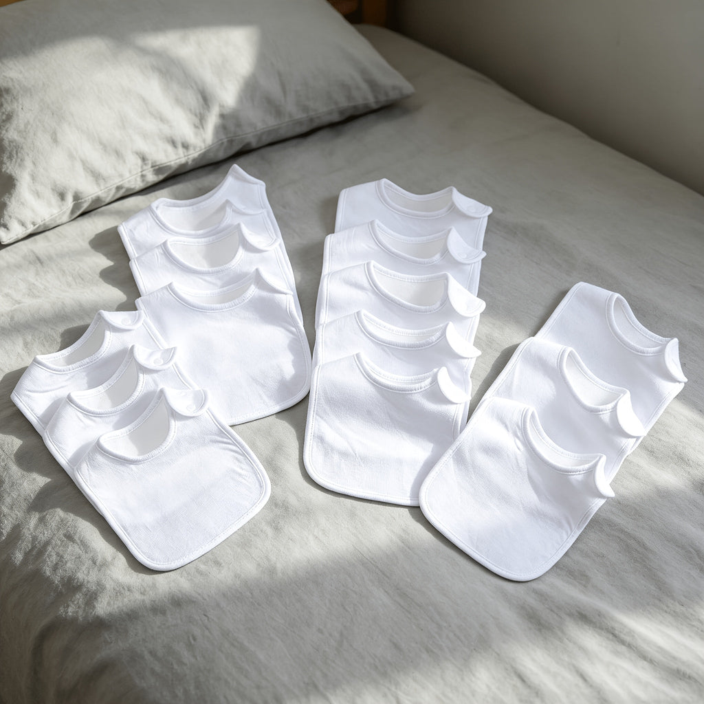 15-Piece Newborn Baby Drool Bib Set, Soft Absorbent All-Season Infant Saliva Bibs for Feeding Teething & Drooling, White