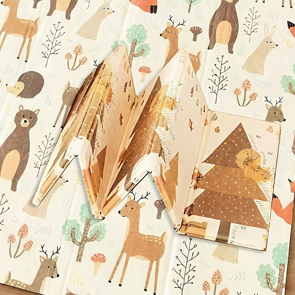 Large Baby Crawling Mat, Safe Chewable Thickened Foldable Baby Play Mat, Easy to Clean Baby Floor Mat for Living Room & Bedroom, Fox Design, 78.74" x 59.06"