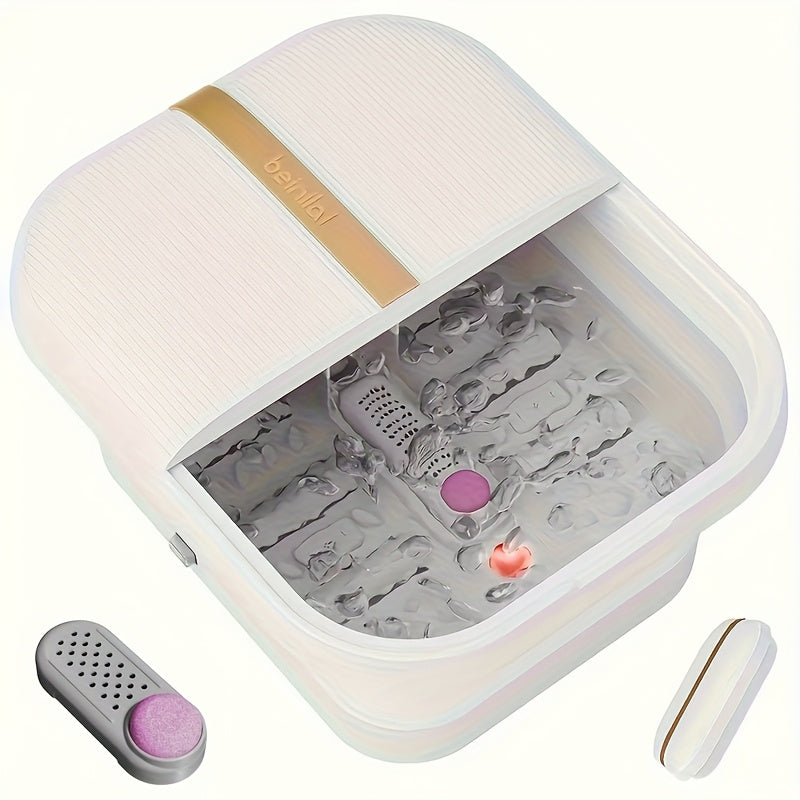 Foldable Automatic Heating Foot Spa Bathtub - Temperature Control, Massage Rollers, Bubbles & Pedicure Kit - Portable & Touch Model - Christmas & Holiday Gift