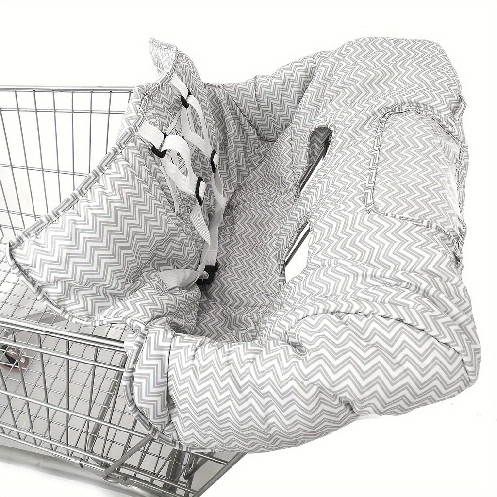 Baby Shopping Cart Cover & High Chair Cushion, Soft Premium Fabric Baby Cart Seat Cover for Supermarket Shopping Carts High Chairs & Trolleys, Skin-Gentle Padded Baby Outing Seat Cushion, Grey Stripe