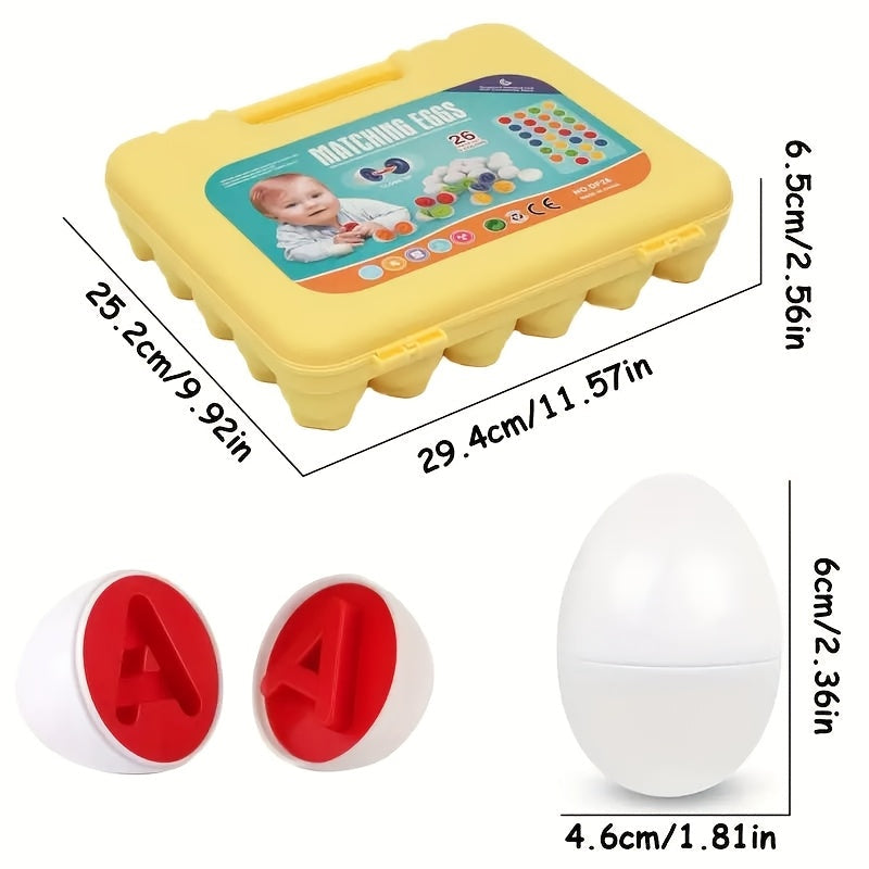 26-Piece Alphabet Matching Eggs, Colorful Letter Classification Puzzle Toy for Toddlers, ABC Letter & Color Matching Learning Game for Boys & Girls, Easter Birthday & Holiday Gift