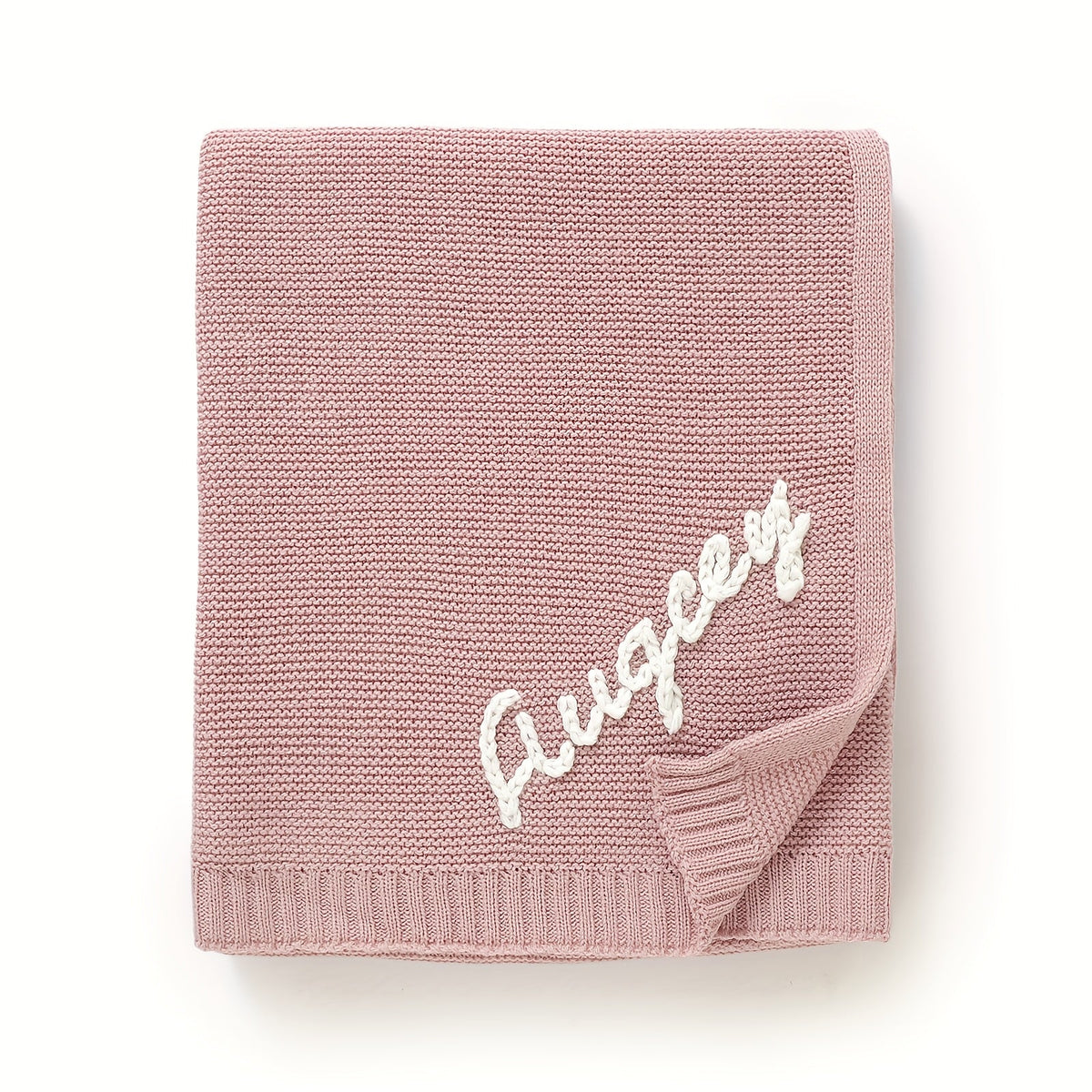 Personalized Hand-Embroidered Baby Name Knitted Blanket, Custom Name & Birthday Keepsake Blanket, 17 Color Options, Unique Baby Shower Birthday & Newborn Gift