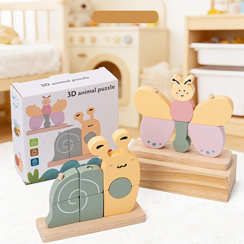 Educational Wooden Butterfly Balance & Patience Training Game, 3D Letter Blocks Desktop Puzzle Toy for Color & Shape Recognition, Action Training Skill-Building Gift for Kids