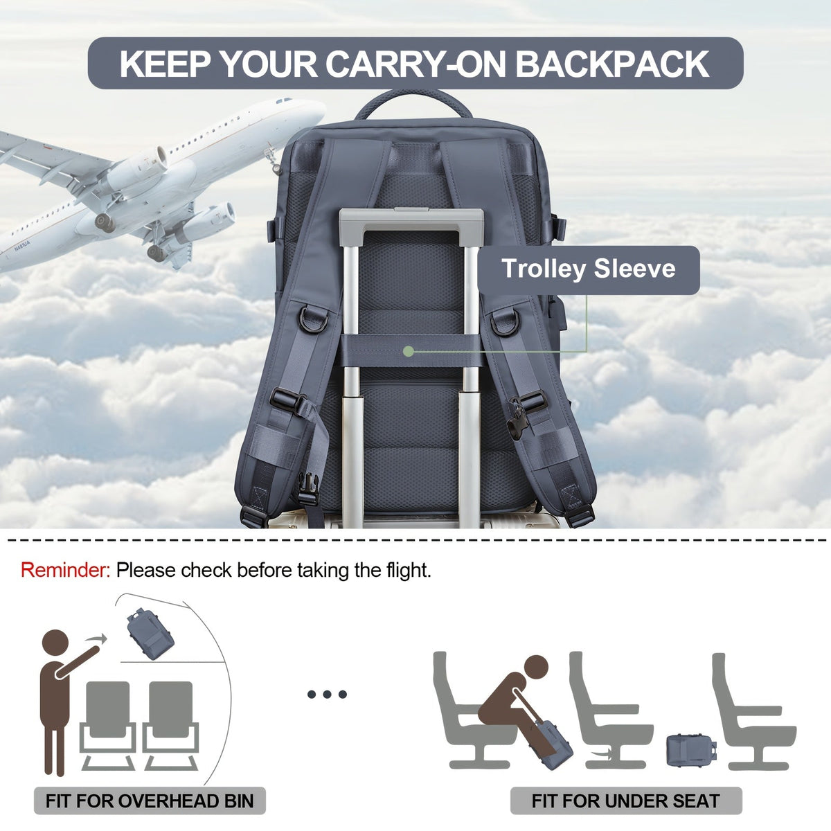 Expandable Cabin Bag & Travel Backpack - Under-Seat, Ryanair & EasyJet Approved, Budget Airline-Friendly, Shoe Compartment, Zippered - Blue, Purple Taro, Purple & Lotus Pink
