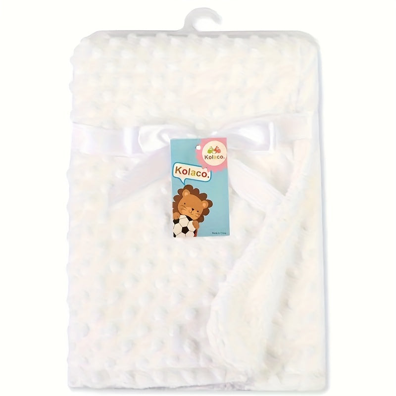 Double-Layer Bubble Stroller Blanket & Baby Outing Wrap, Soft Warm Solid Color Doudou Blanket for Newborns & Infants, 6 Colors Including Grey Pink Blue Green White & Purple