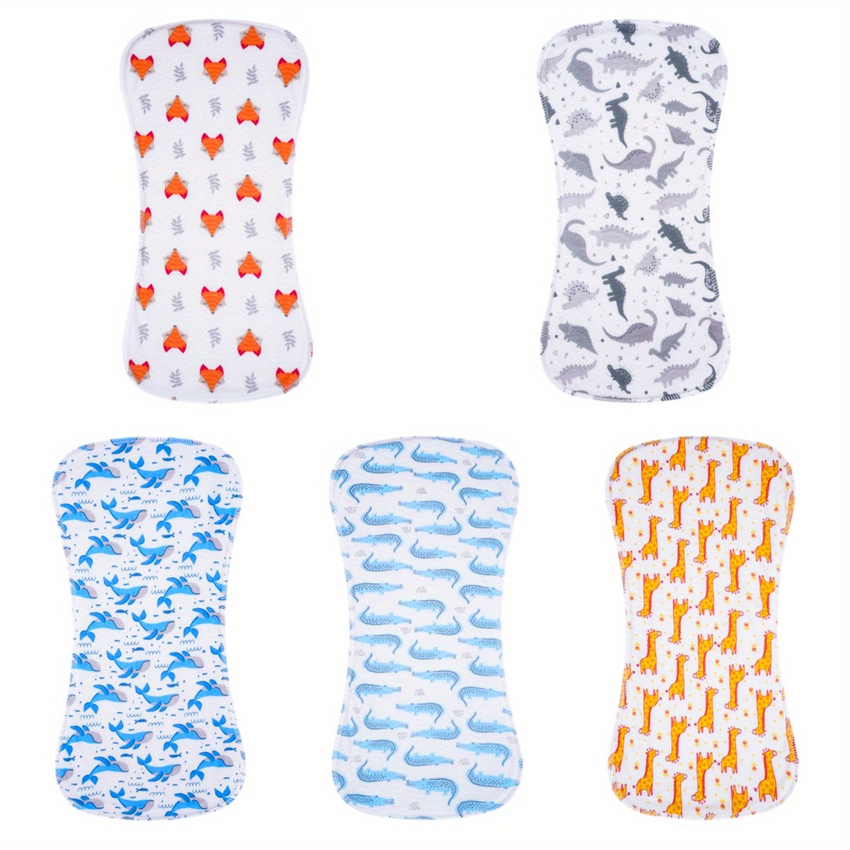 Cotton Baby Burp Cloths Set of 5, Extra Absorbent Soft Burping Cloths for Newborns & Infants, Reusable Spit-Up Rags for Boys & Girls, Baby Shower Gift