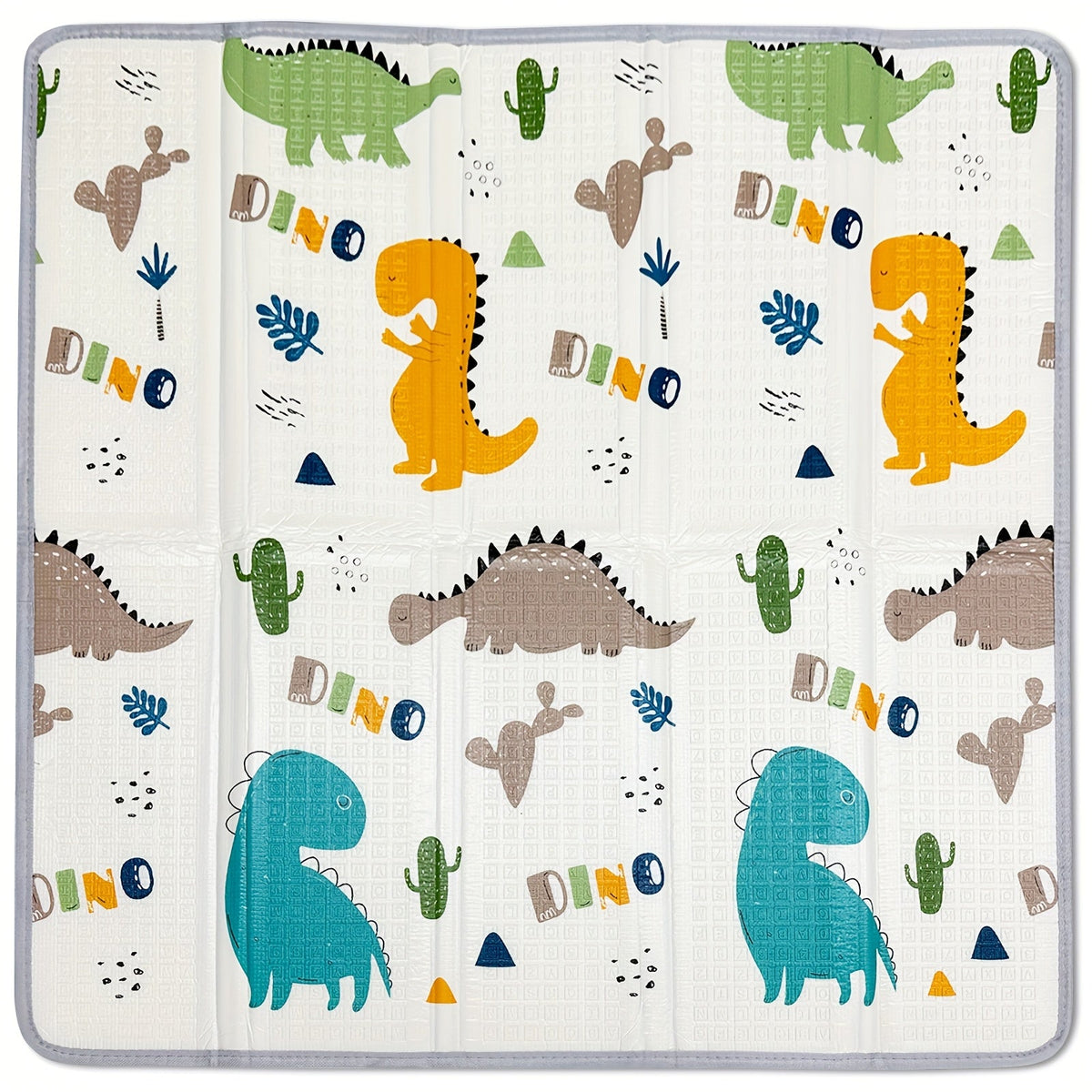 Foldable Safety Foam Baby Play Mat, 50 × 50 × 0.4 Inch Thick Reversible Double-Sided Portable Playpen Floor Mat, Soft Cushioned Baby Activity Mat for Infants & Toddlers, Seahorse & Stars