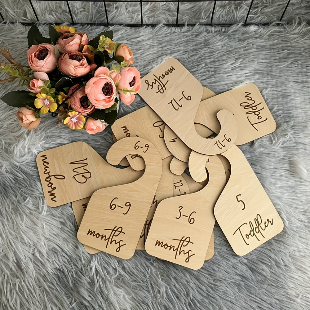11-Piece Wooden Children's Clothes Hanger Set, Natural Wood Kids Clothing Hangers for Nursery Closet & Wardrobe Organization, Baby & Toddler Wardrobe Hangers