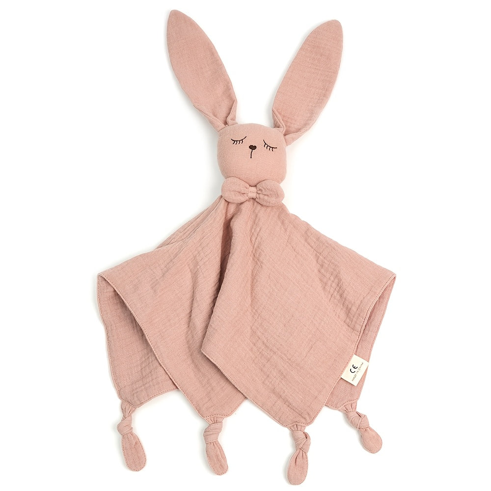 Newborn Baby Bunny Lovey Security Blanket & Rabbit Stuffed Doll, Soft Cuddly Comfort Toy for Boys & Girls, 3 Colors Including Light Blue Pink & Yellow, Baby Shower Gift