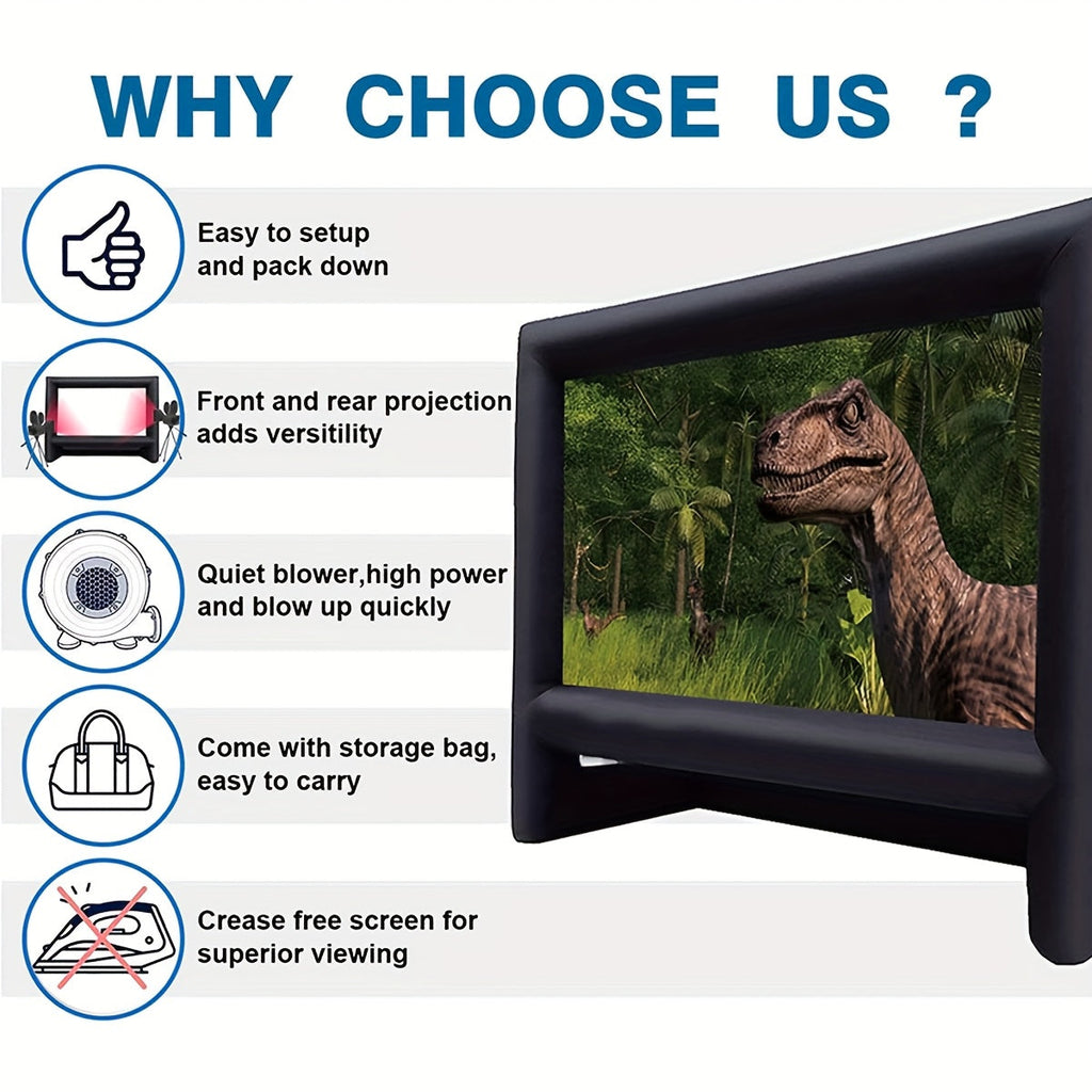 Inflatable Outdoor Movie Screen, 14/16/18/20/22/24 Ft Size Options, Blower & Storage Bag Included, Blow-Up Projection Screen for Backyard Movie Nights, Theme Parties & Celebrations