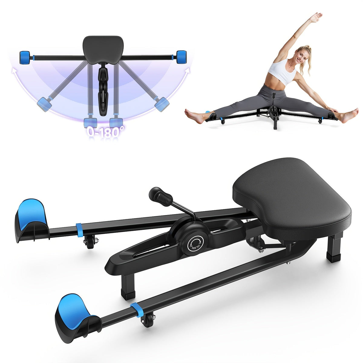Merach Split Machine Leg Stretcher Adjustable Splits Trainer 300 Lb Capacity Flexibility Training Equipment for Ballet Yoga & Sports – Pink Blue