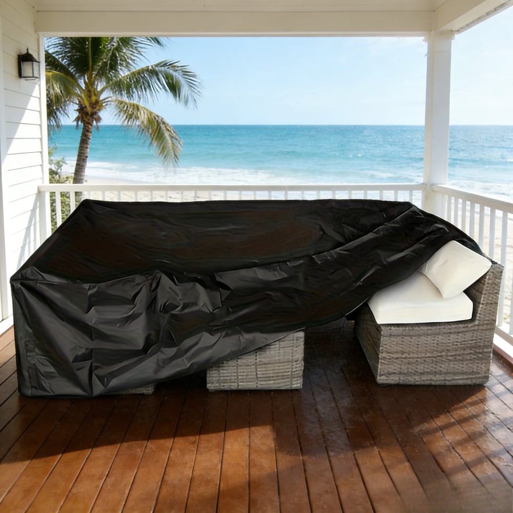 Heavy Duty Patio Furniture Covers Waterproof Outdoor Garden Terrace Furniture Cover Elegant Black 3 Sizes for Sofa Sectional Table Chair Sets