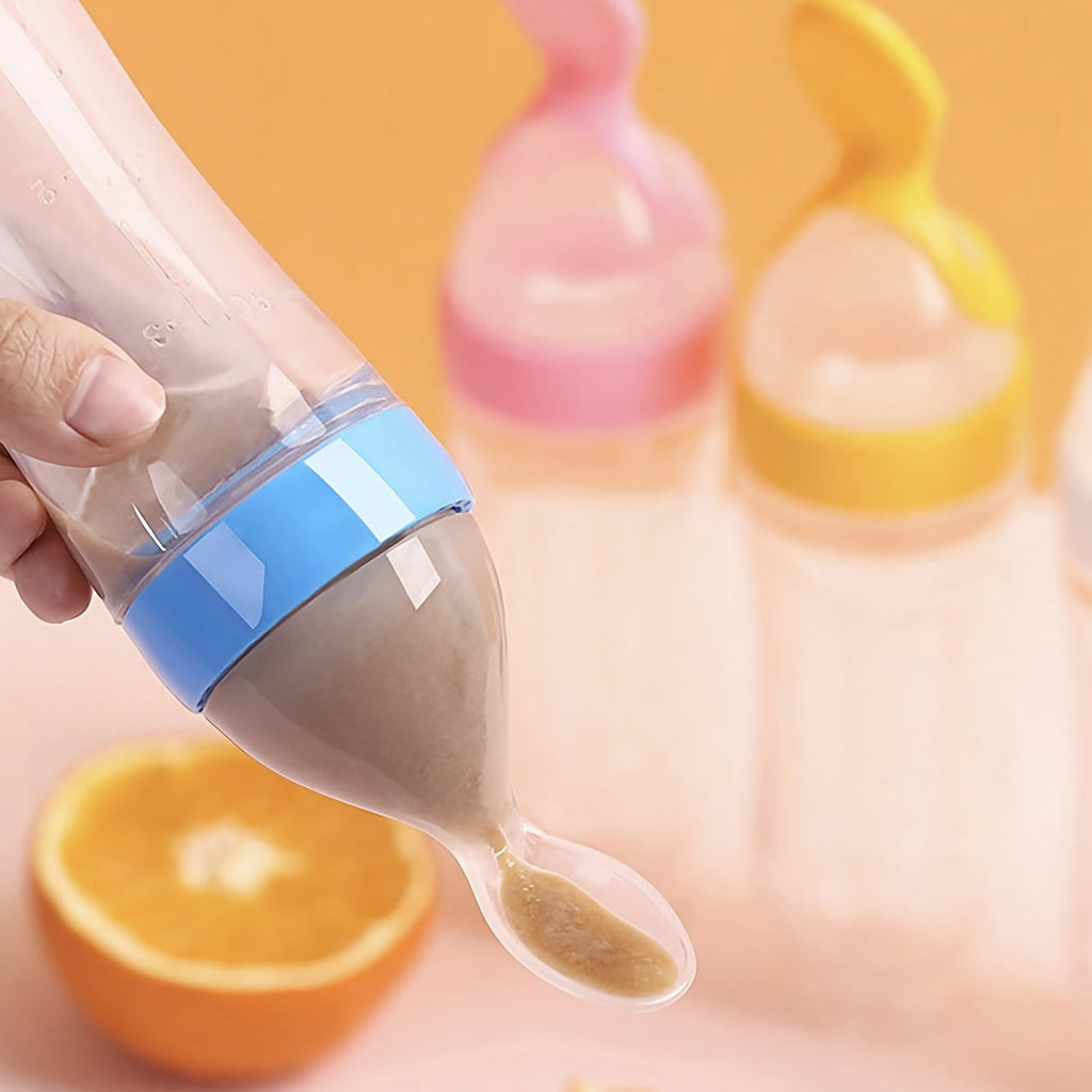 7-Piece Baby Feeding Set with Silicone Squeeze Bottles Spoons & Fresh Food Feeder Pacifiers, 3-Size Nipples, Complete Toddler Feeding Starter Kit, BPA-Free Baby Food Dispensing Set