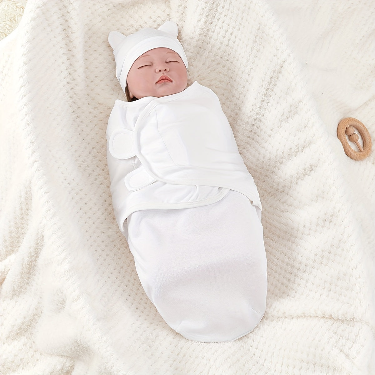 3-Pack Newborn Swaddle & Hat Set for Spring & Summer, Soft Swaddle Cloth with Matching Hat for Infants, Gray Wavy Cloud Pink Rabbit Bear White Rabbit & Gray Rocket Cloud