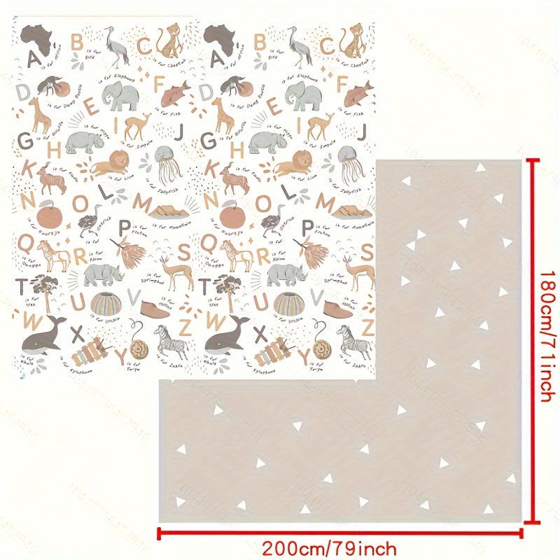 Foldable XPE Baby Play Mat, Extra Large Double-Sided Crawling Mat with Alphabet Numbers & Cartoon Animals, Minimalist Reverse Side, Safe Non-Toxic Material for Learning & Play, 2 Sizes