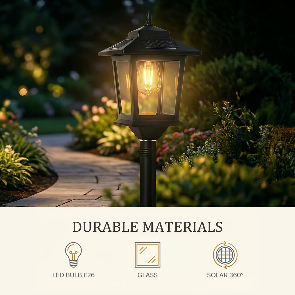 2-Pack 63" Solar Lamp Post Lights - IP44 Waterproof, 1800LM, Warm White, Replaceable Bulb - Garden, Patio, Pathway & Driveway - Halloween & Christmas Outdoor Decorative Pole Lights
