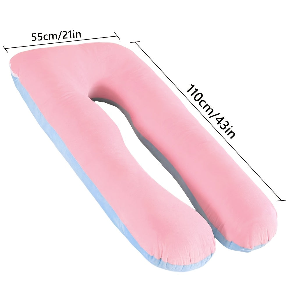 J & U-Shaped Pregnancy Pillow, Full Body Maternity Pillow with Velvet & Flannel Cover, Back, Legs & Belly Support for Pregnant Women, 43", 47" & 55", Multiple Colors