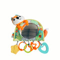 Baby Rear-Facing Car Mirror with Hanging Interactive Toys, Travel Activity Center for Tummy Time & Car Rides, Self-Awareness Tactile Auditory Visual Training, Orange Fox Gray Fox & Caterpillar