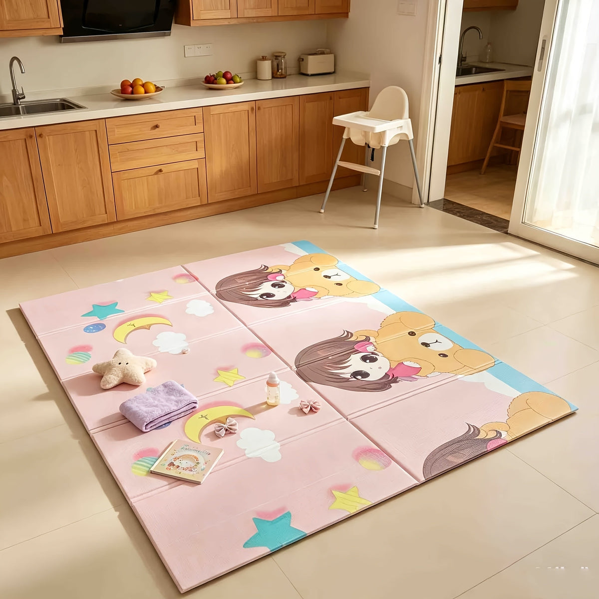 Foldable Double-Sided Baby Crawling Mat Shock-Absorbent Easy to Clean Large Play Mat for Crawling Walking Multi-Scene – Maiden's Dream Pattern
