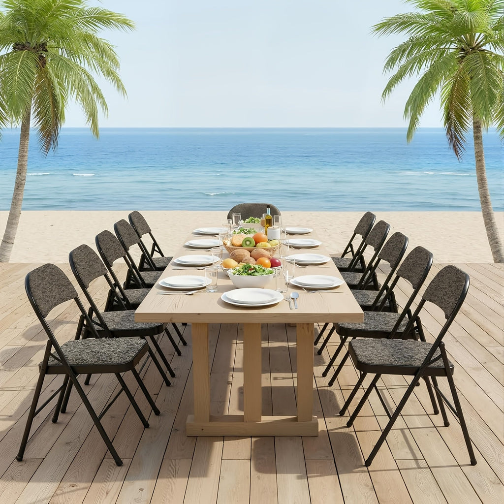 Leather Padded Dining Chairs Stackable with Steel Frame – Portable Indoor Outdoor Commercial Seats for Home Office Party Available in 2 or 4 Pack
