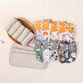 8-Piece Baby Cloth Diaper Set, Super Absorbent Breathable Washable & Reusable One-Size Cloth Diapers with 8 Inserts, Fits 6.6-33 lbs, Animal & Plant Styles, Holiday Gift