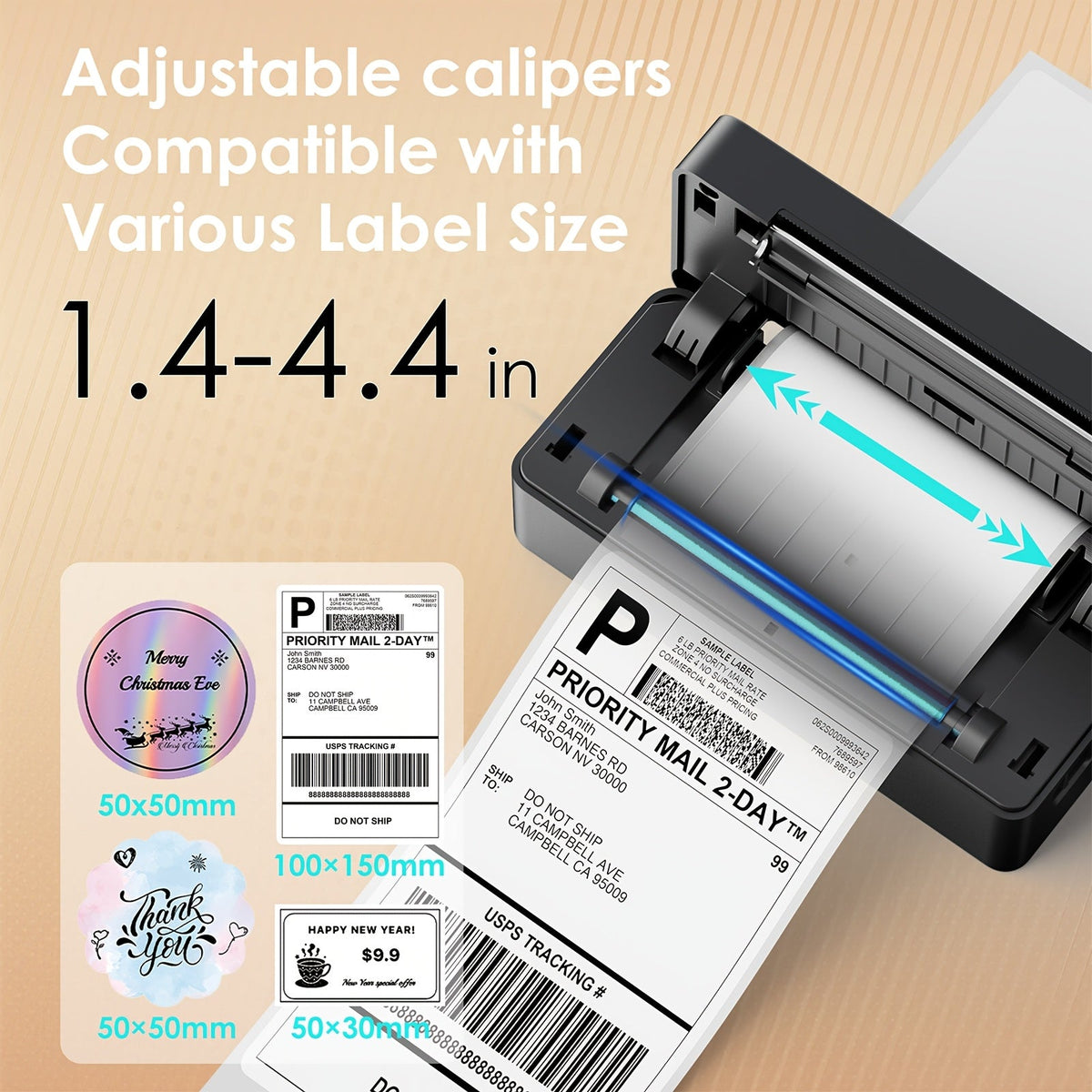 T53 Wireless 4x6 Thermal Label Printer - Compact Desktop, No Ink, iPhone/Android/Windows Compatible - Shipping, Mailing & Small Business Home Office - Black